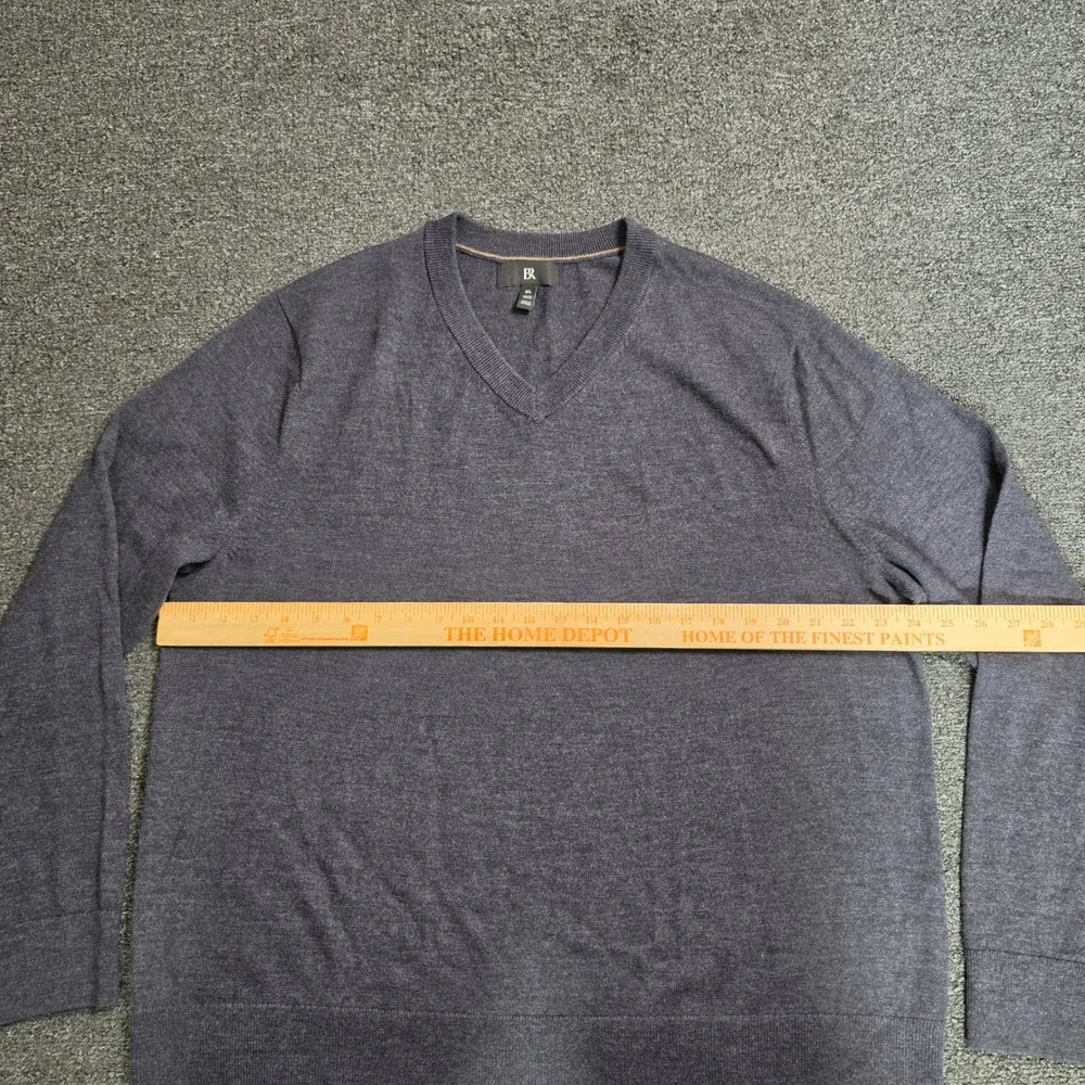 Banana Republic Sweater Gray Mens XL Italian Merino Wool V-Neck Pullover Classic